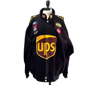 NASCAR Dale Jarrett #88 Racing Bomber  Jacket Black‎ Patches Embroidery SZ L
